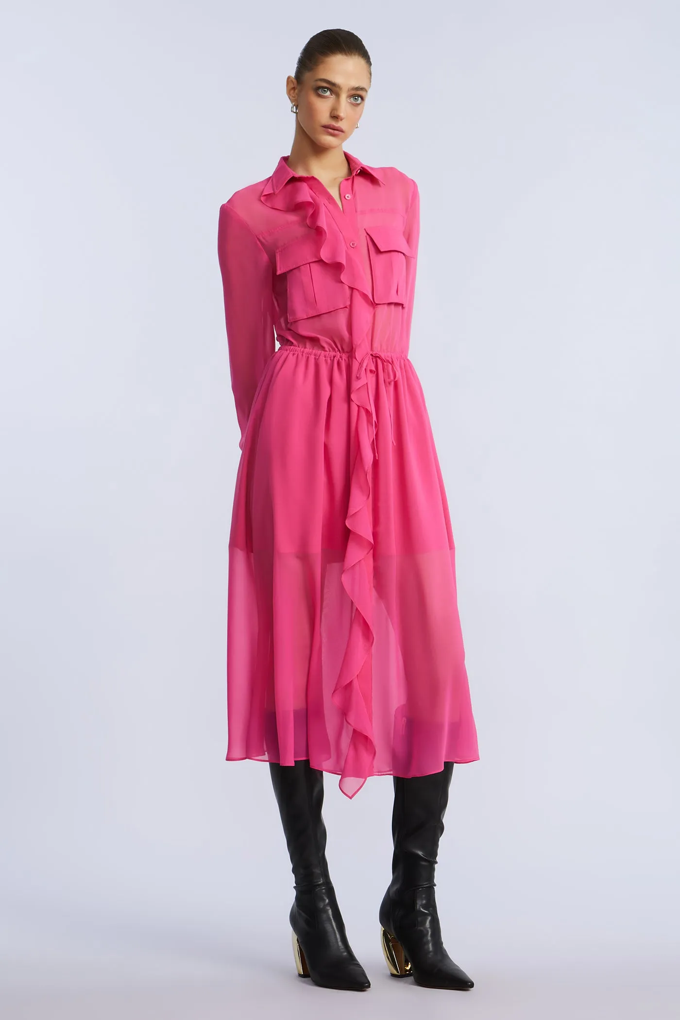 Solid Ruffle Dress sold by BCBGMaxAzria product image thumbnail 3