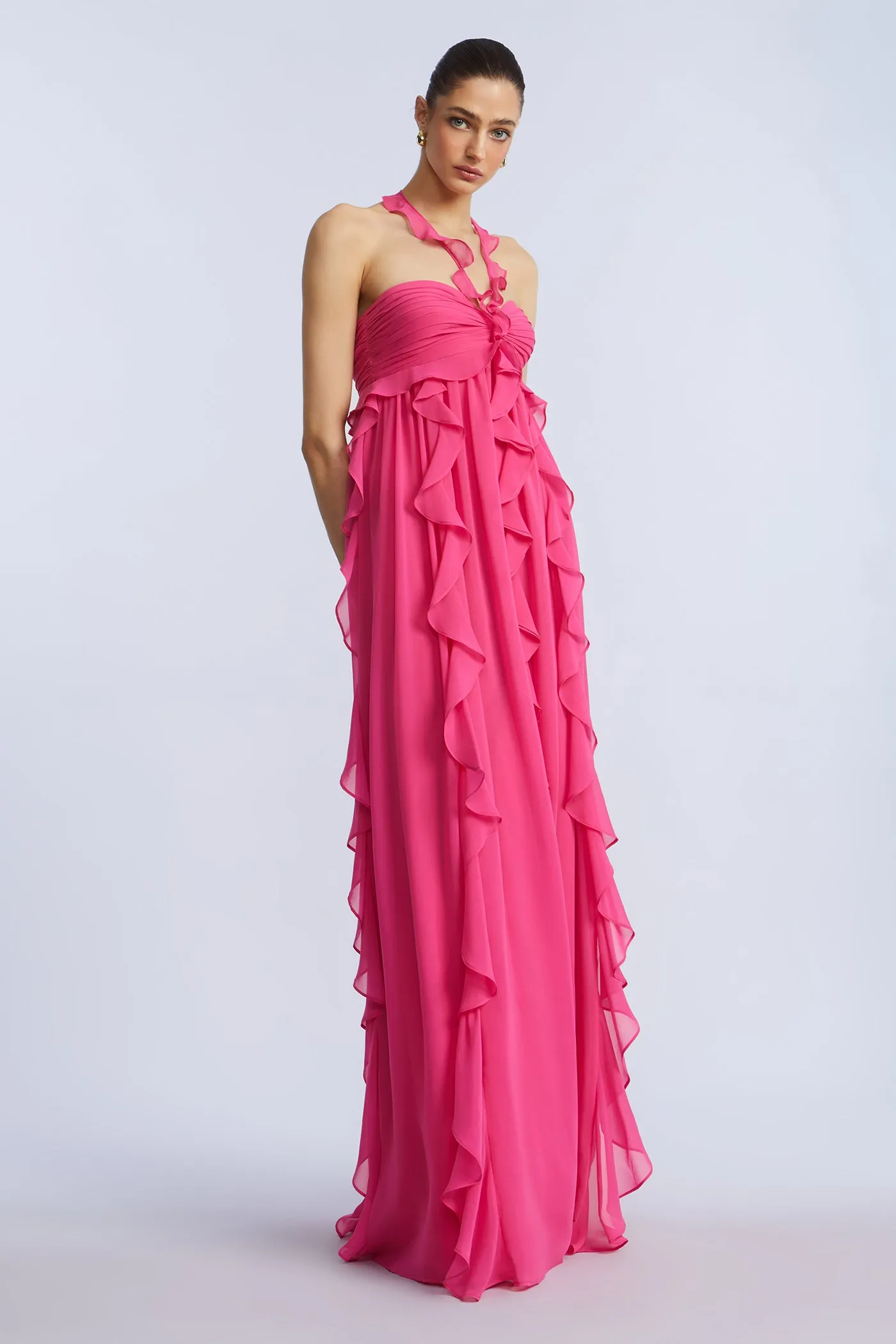 Ruffle Chiffon Gown sold by BCBGMaxAzria product image thumbnail 3