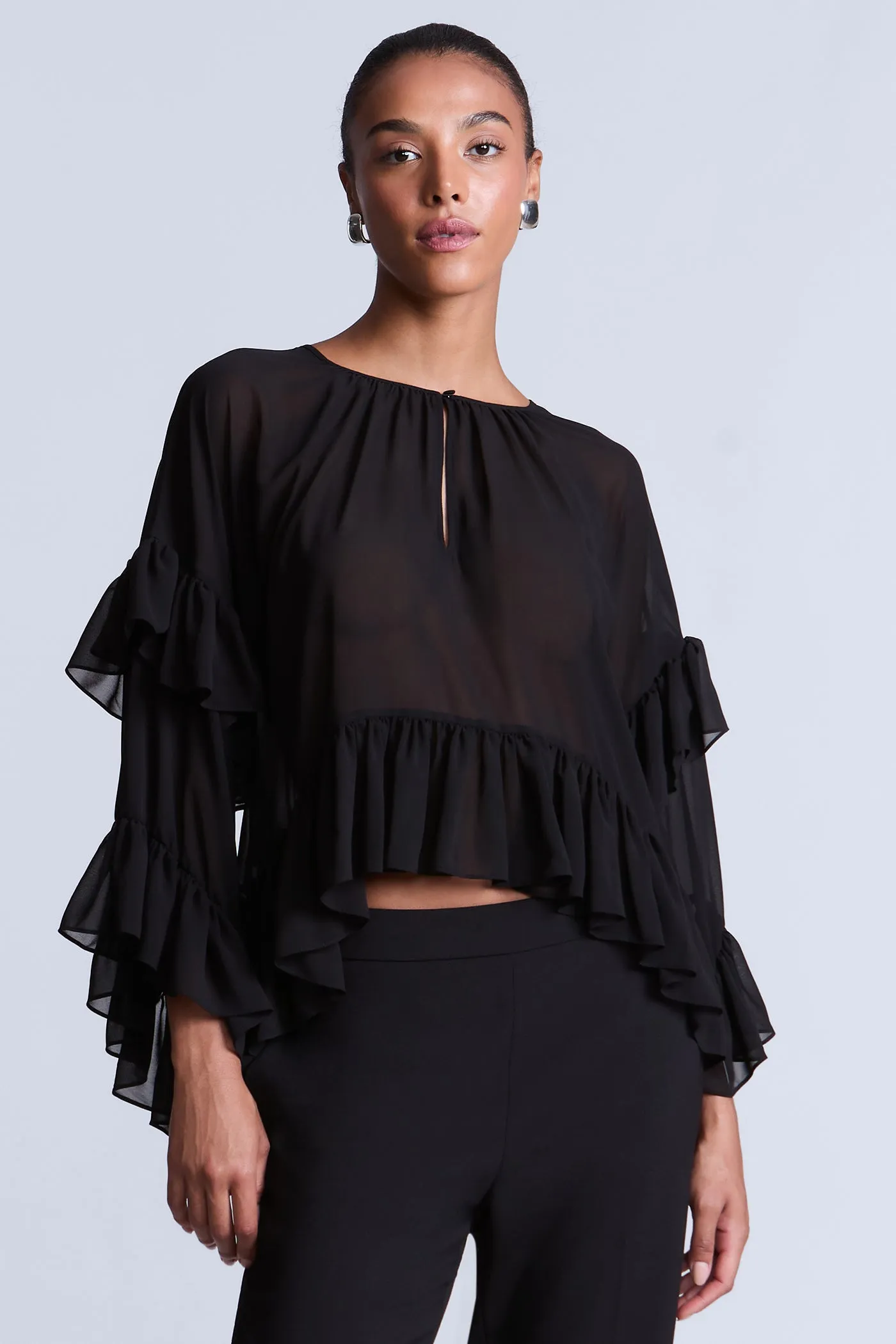 Ruffle Swing Top sold by BCBGMaxAzria product image thumbnail 4