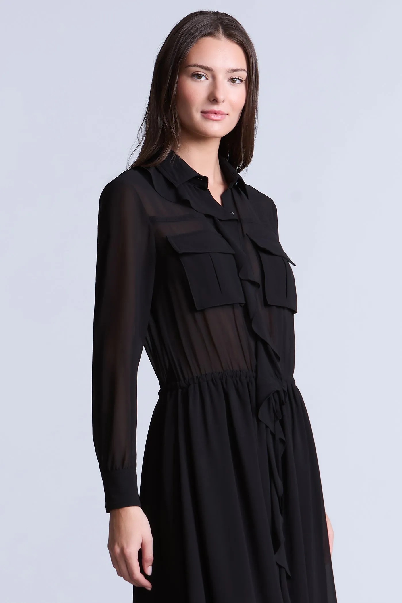 Solid Ruffle Dress sold by BCBGMaxAzria product image thumbnail 4