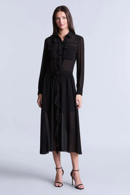 Solid Ruffle Dress sold by BCBGMaxAzria