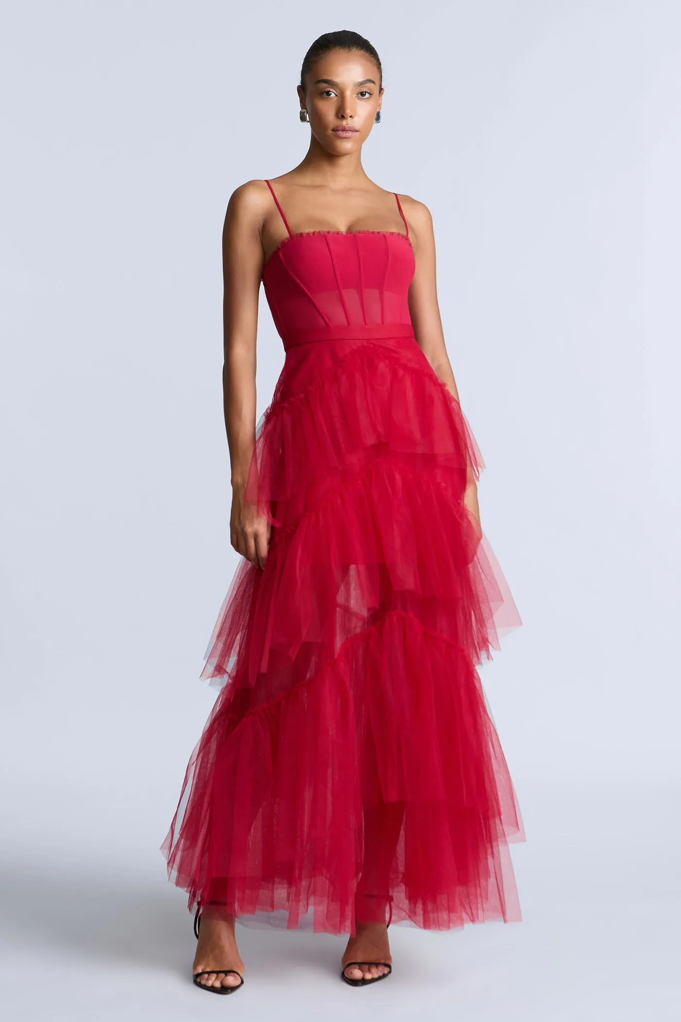Oly Tiered Ruffle Tulle Evening sold by BCBGMaxAzria