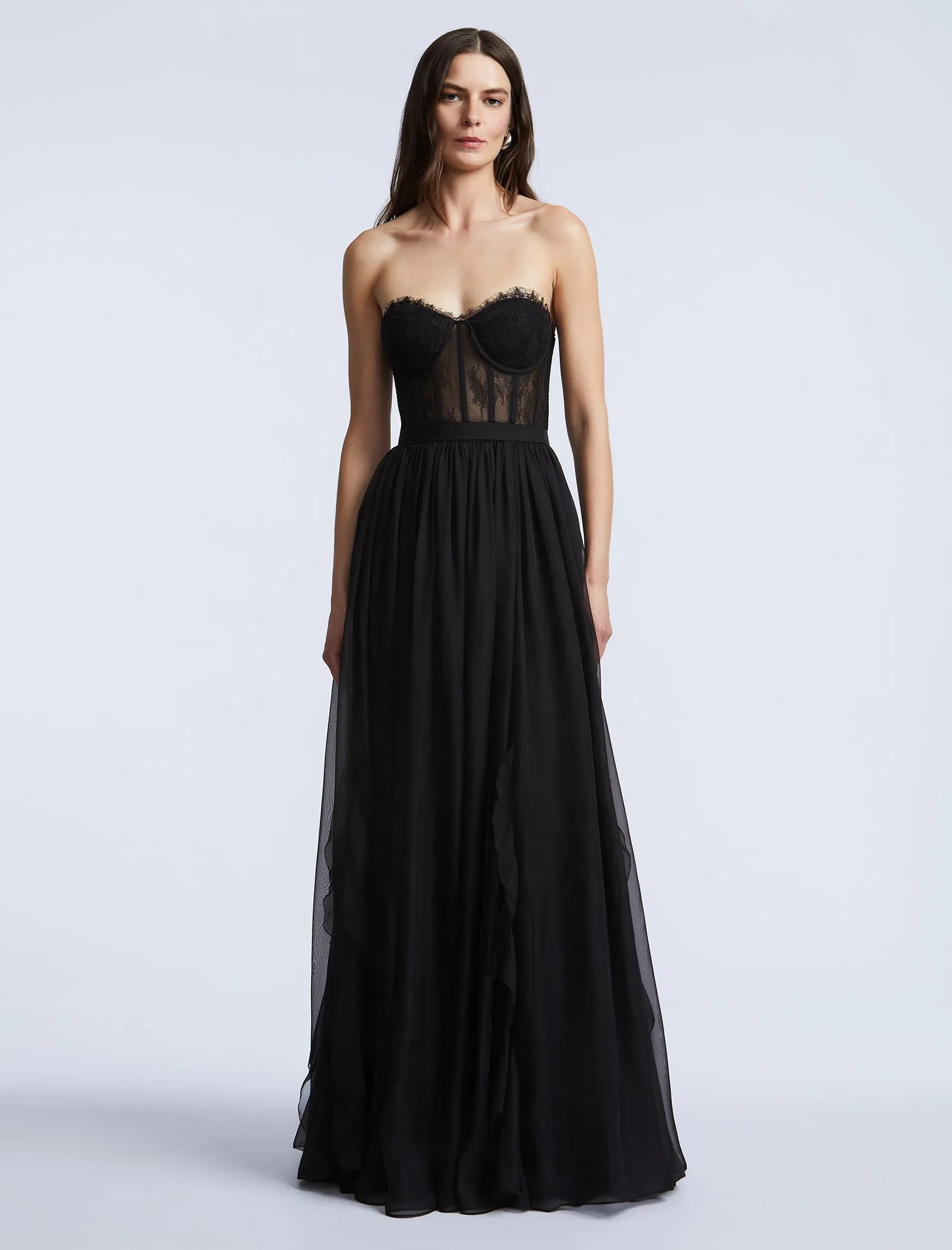 Lace Bodice Chiffon Rufle Gown sold by BCBGMaxAzria product image thumbnail 5