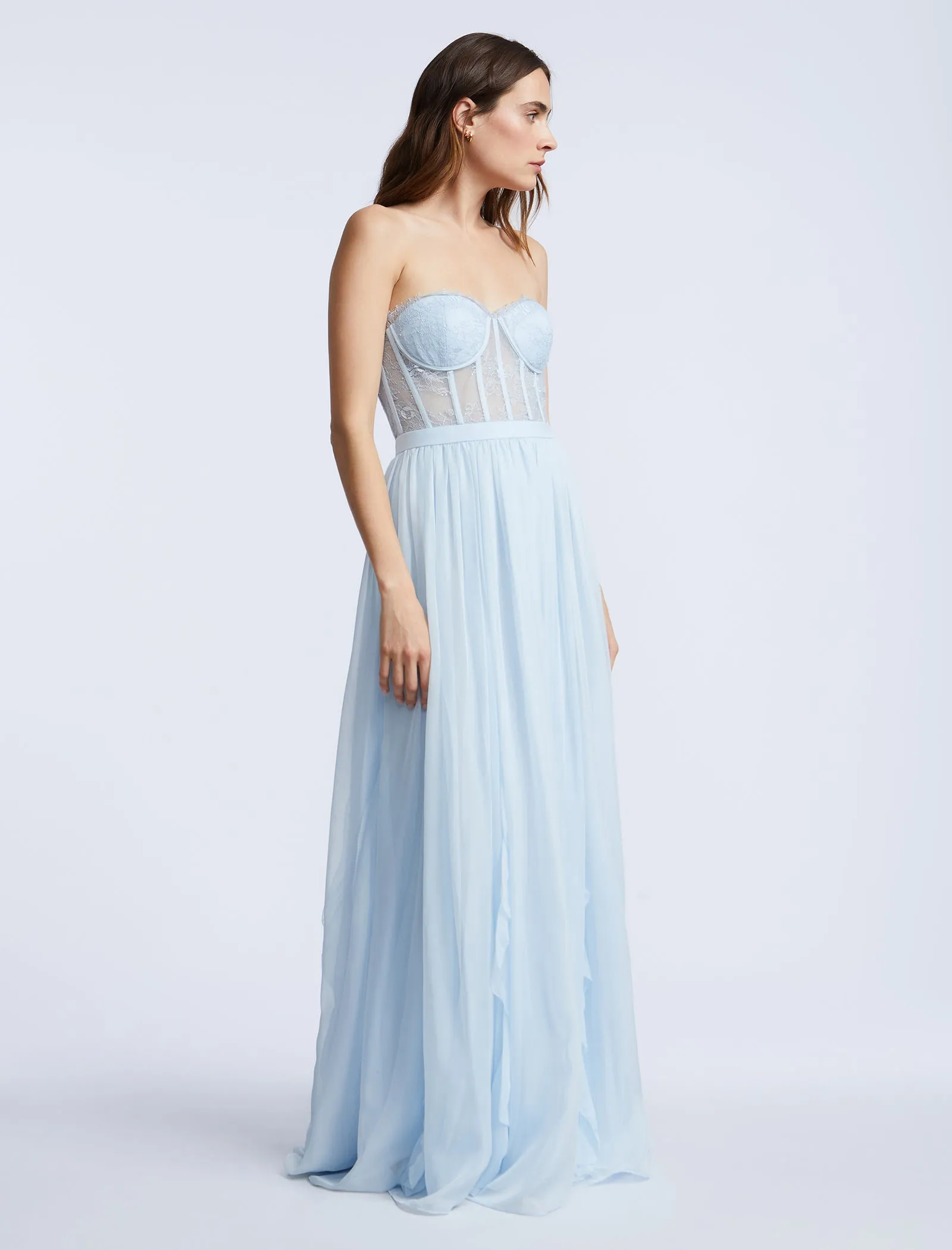 Lace Bodice Chiffon Rufle Gown sold by BCBGMaxAzria product image thumbnail 3
