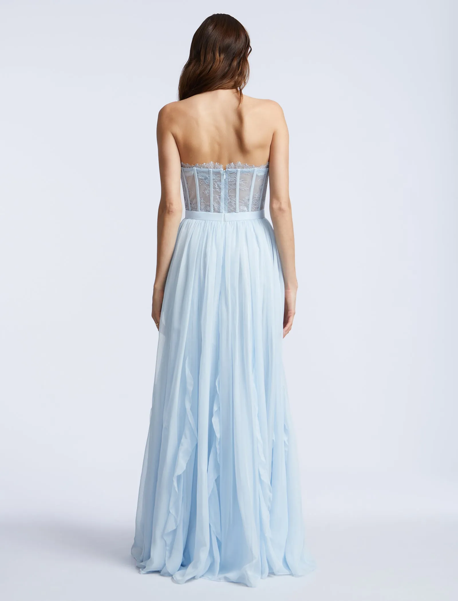 Lace Bodice Chiffon Rufle Gown sold by BCBGMaxAzria product image thumbnail 2