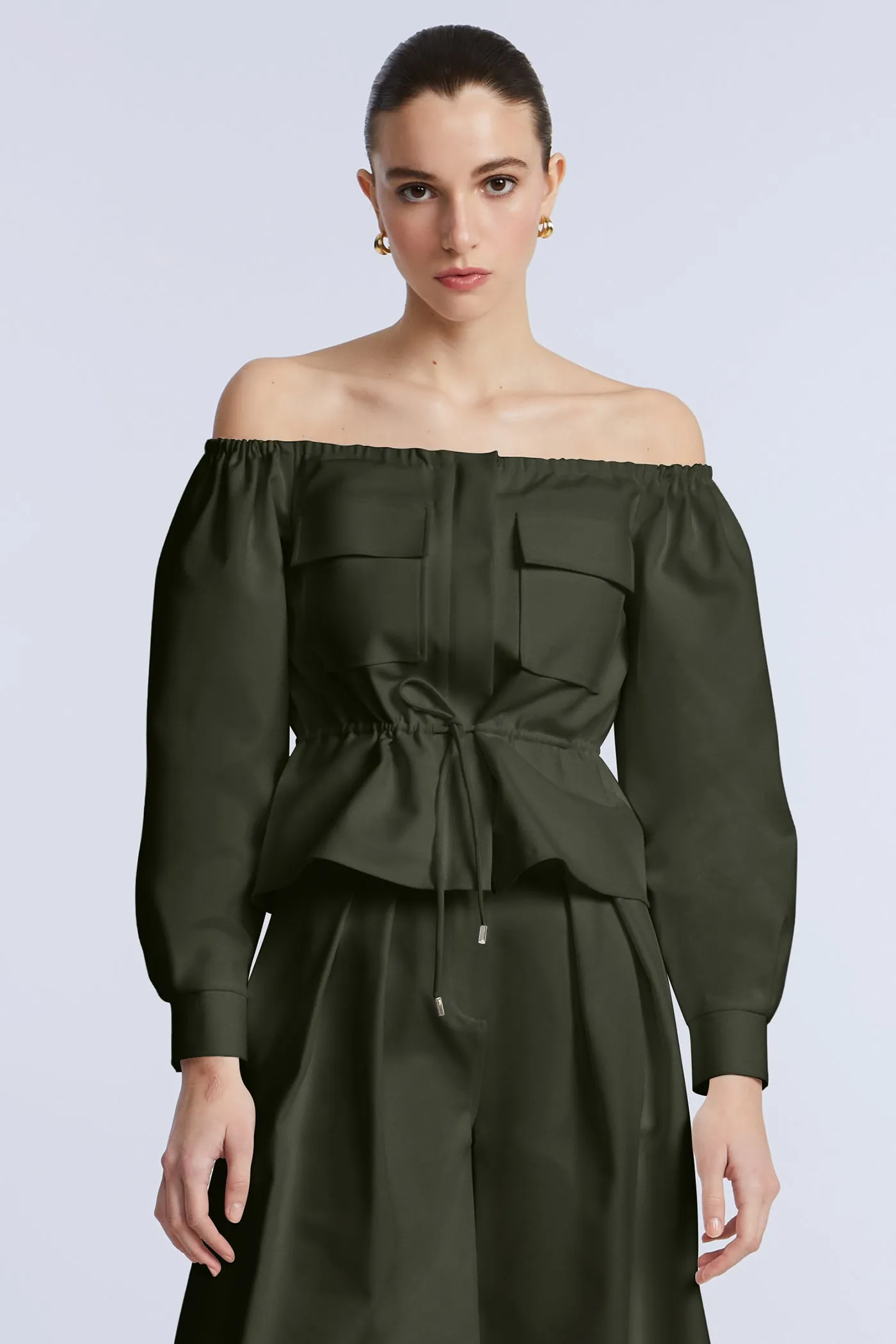 Off Shoulder Drawstring Top sold by BCBGMaxAzria product image thumbnail 2