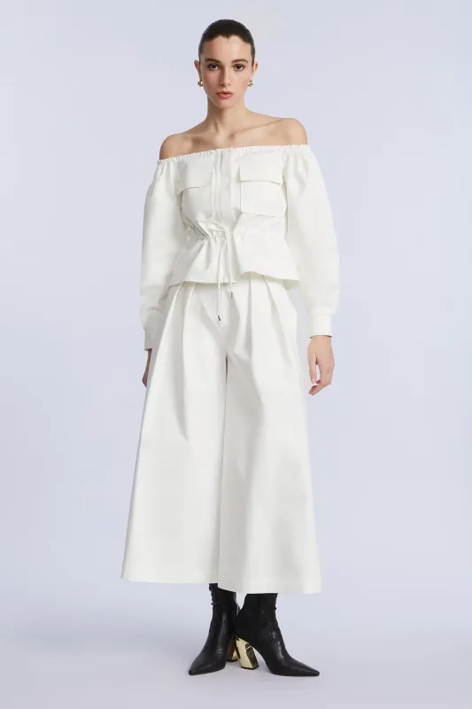 Off Shoulder Drawstring Top sold by BCBGMaxAzria