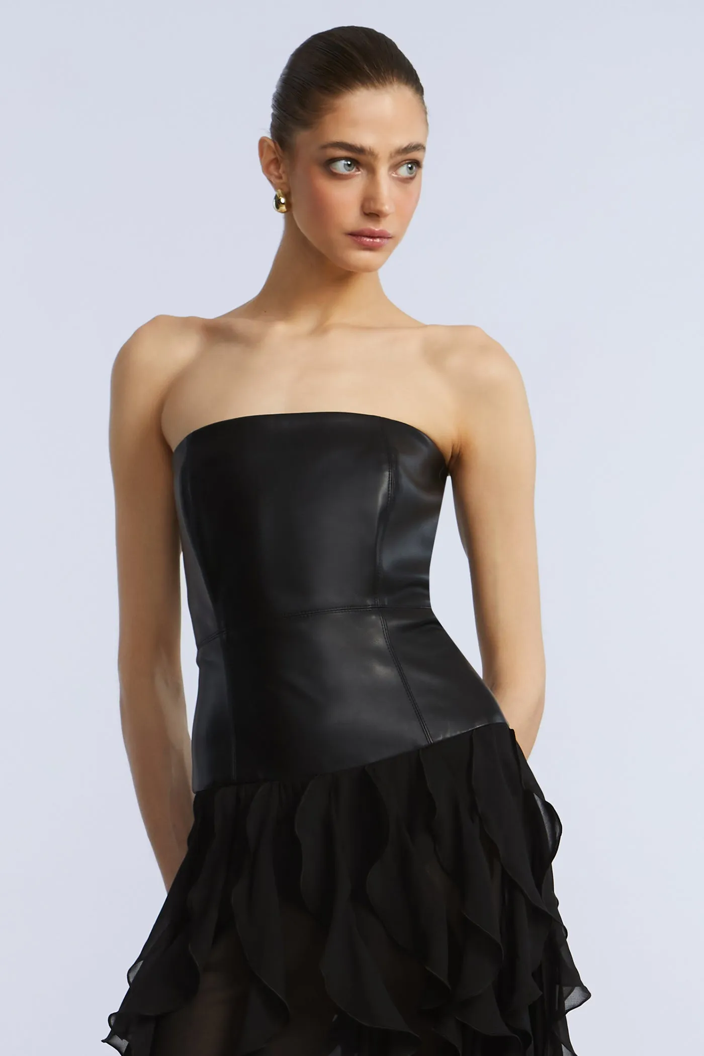 Leather Chiffon Dress sold by BCBGMaxAzria product image thumbnail 4