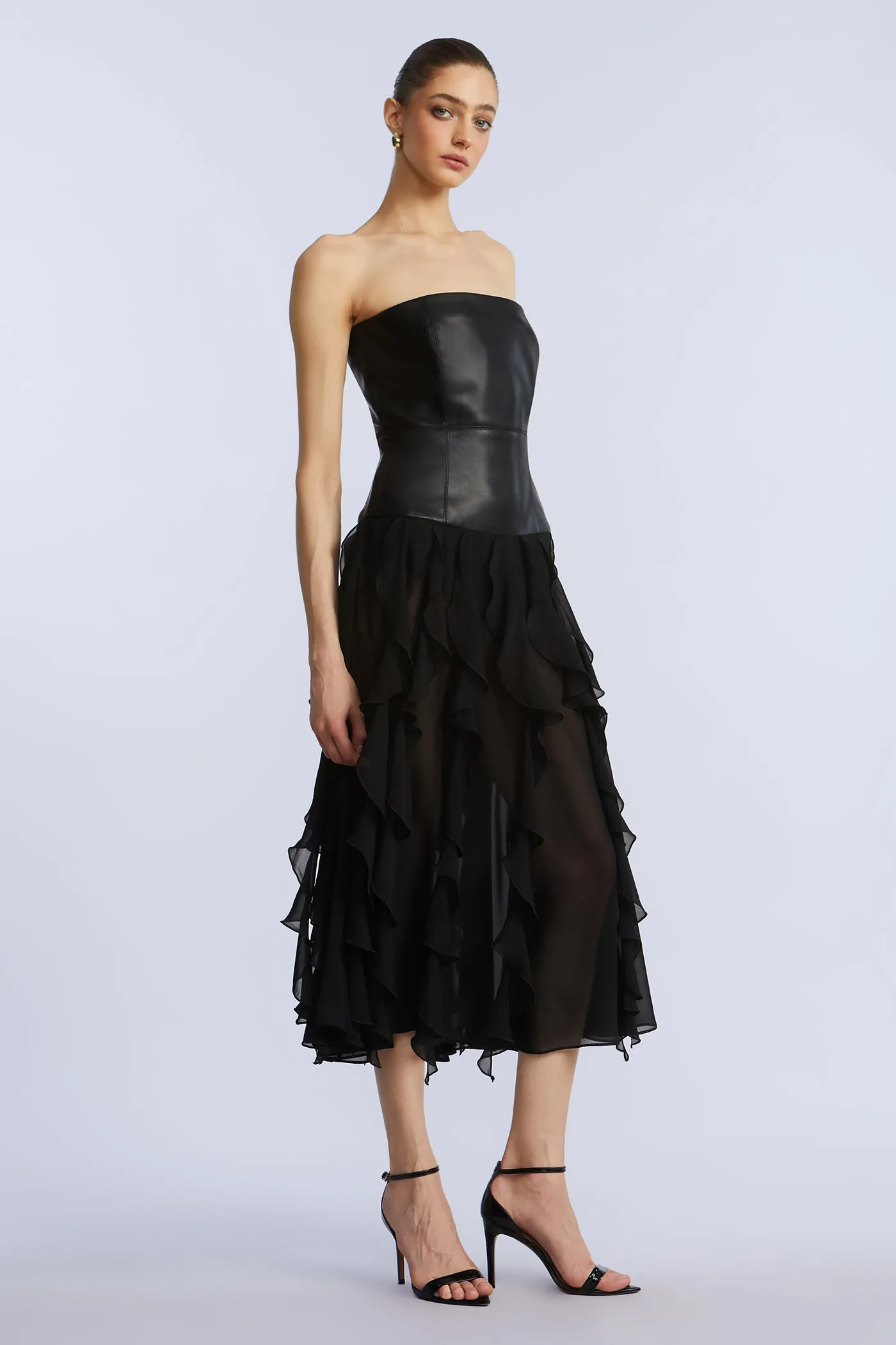Leather Chiffon Dress sold by BCBGMaxAzria product image thumbnail 5