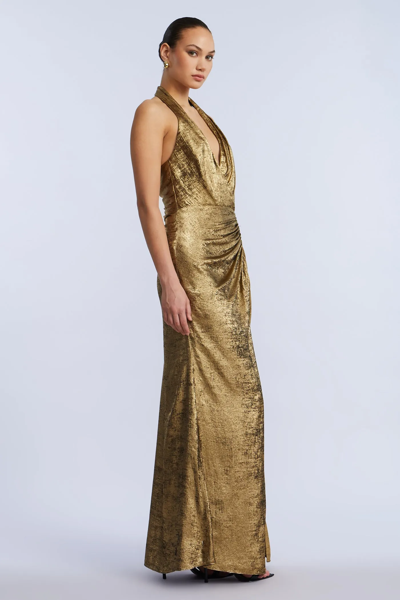 Lame Halter Gown sold by BCBGMaxAzria product image thumbnail 3
