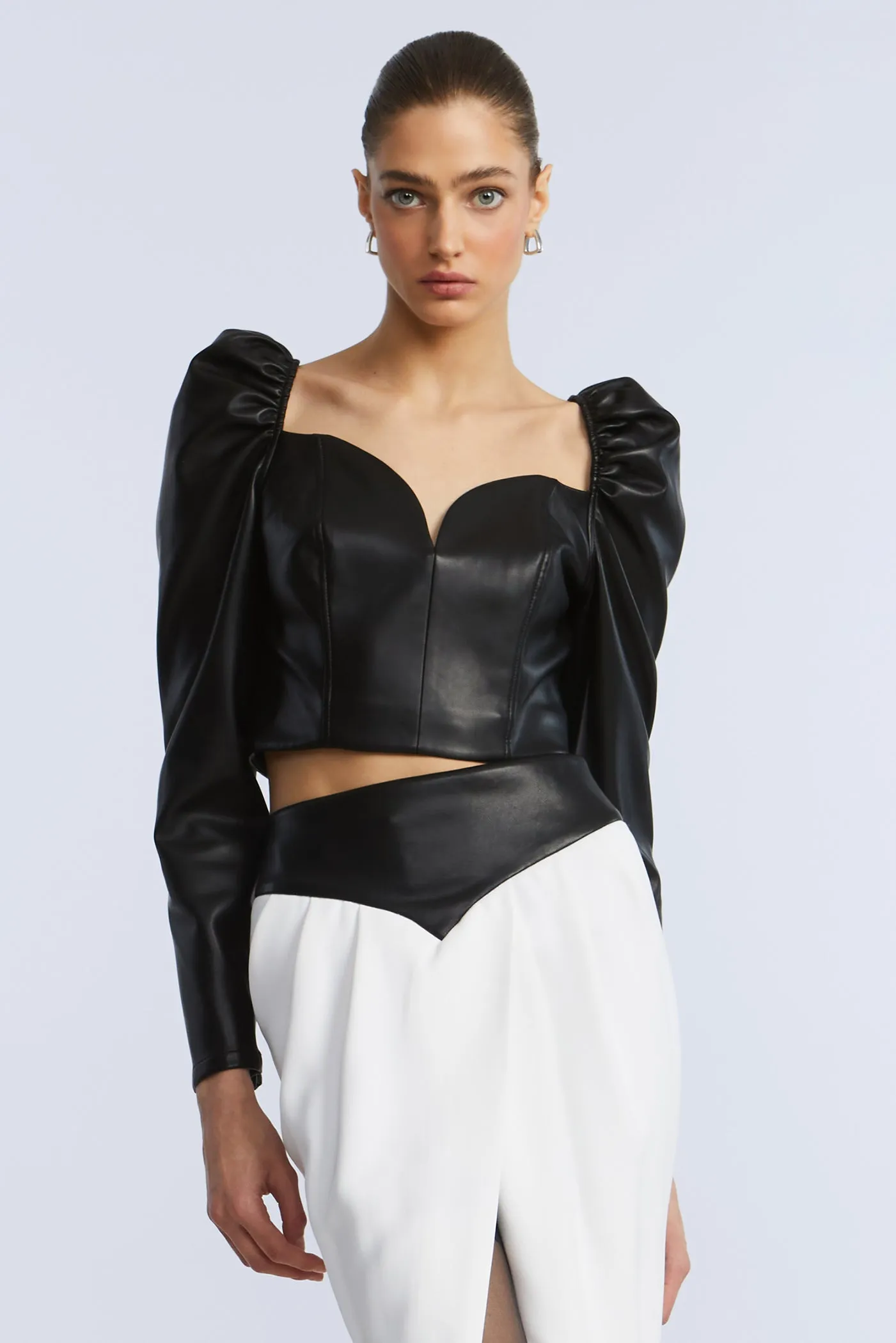 Puff Sleeve Leather Top sold by BCBGMaxAzria product image thumbnail 2