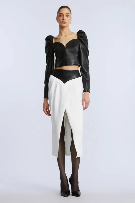Puff Sleeve Leather Top sold by BCBGMaxAzria
