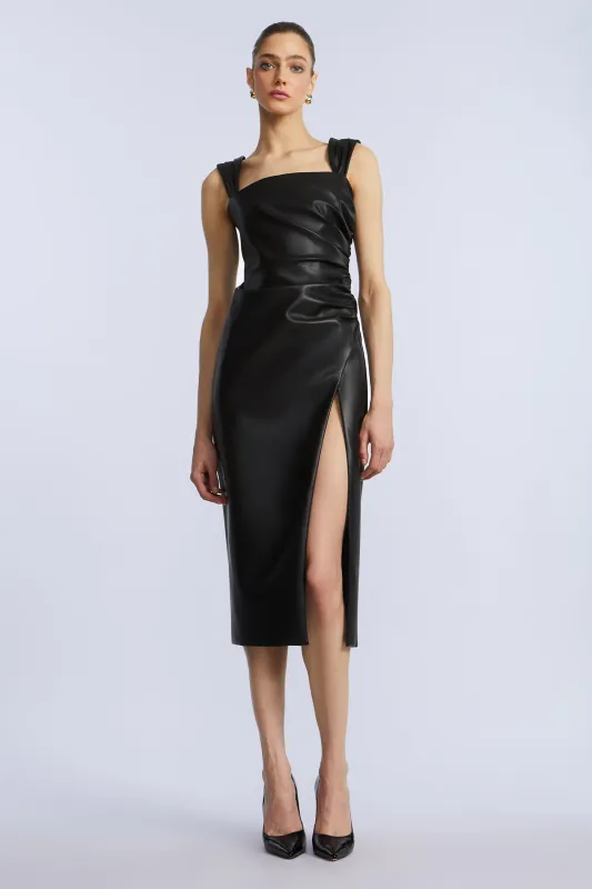 Leather Dress With Slit sold by BCBGMaxAzria