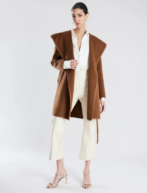 Violet Belted Hooded Wrap Wool Coat sold by BCBGMaxAzria