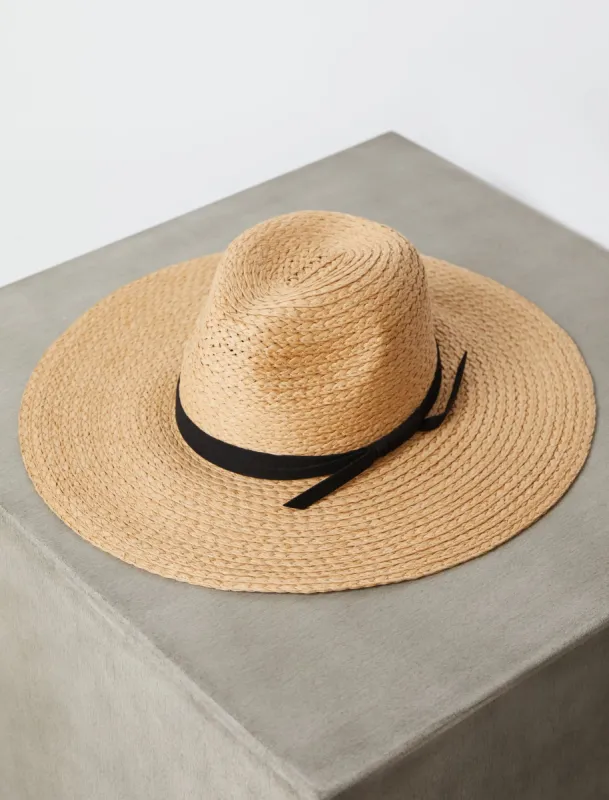 Twisted Band Wide Brim Straw Fedora Hat sold by BCBGMaxAzria