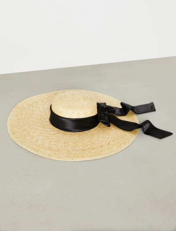 Braided Straw Wide Brim Boater Hat sold by BCBGMaxAzria