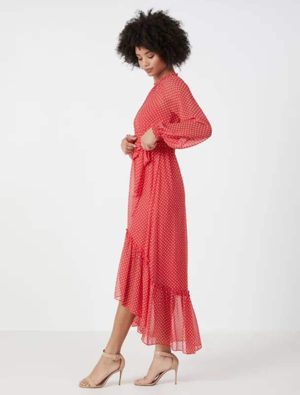 Kylen Ruffle Midi Dress sold by BCBGMaxAzria