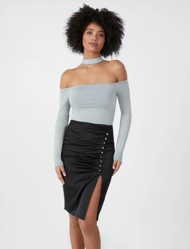 Off-The-Shoulder Mock Neck Top sold by BCBGMaxAzria