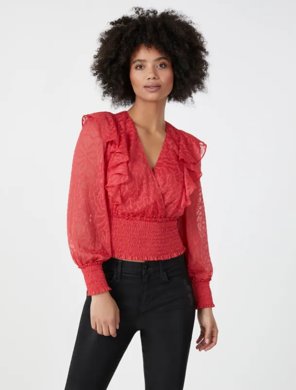 Surplice Ruffle Top sold by BCBGMaxAzria