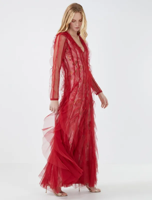 Aleks Ruffle Evening Gown sold by BCBGMaxAzria
