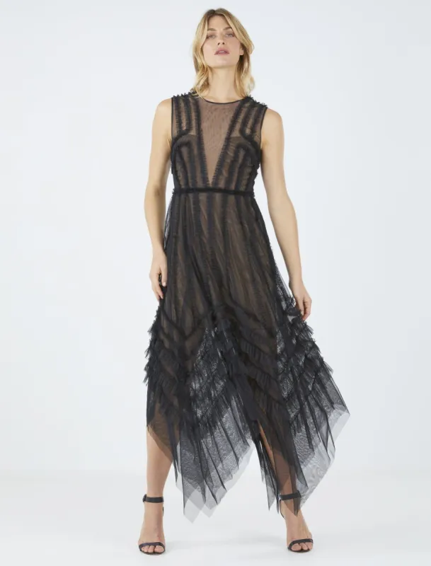 Anna Ruffle Tulle Evening Dress sold by BCBGMaxAzria