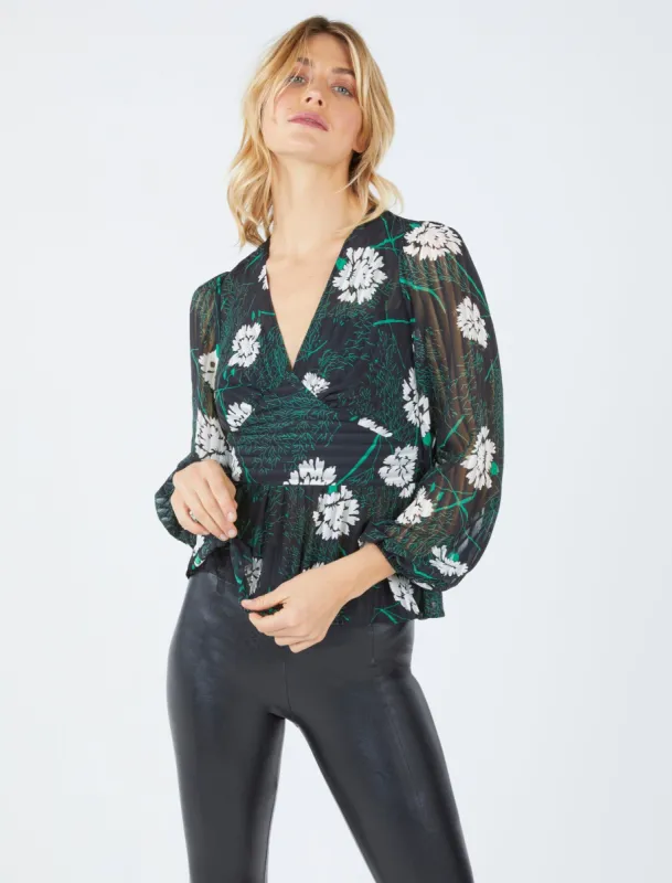 Shadow Stripe Floral Peplum Top sold by BCBGMaxAzria