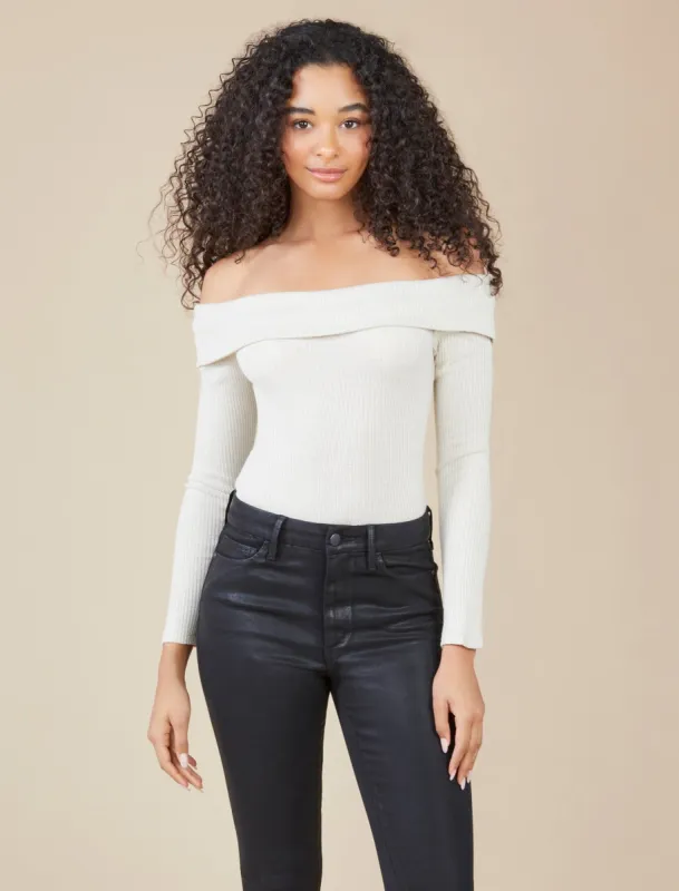 Off-The-Shoulder Ribbed Bodysuit sold by BCBGMaxAzria
