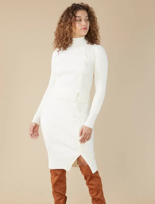 Dakota Front Twist Midi Skirt sold by BCBGMaxAzria