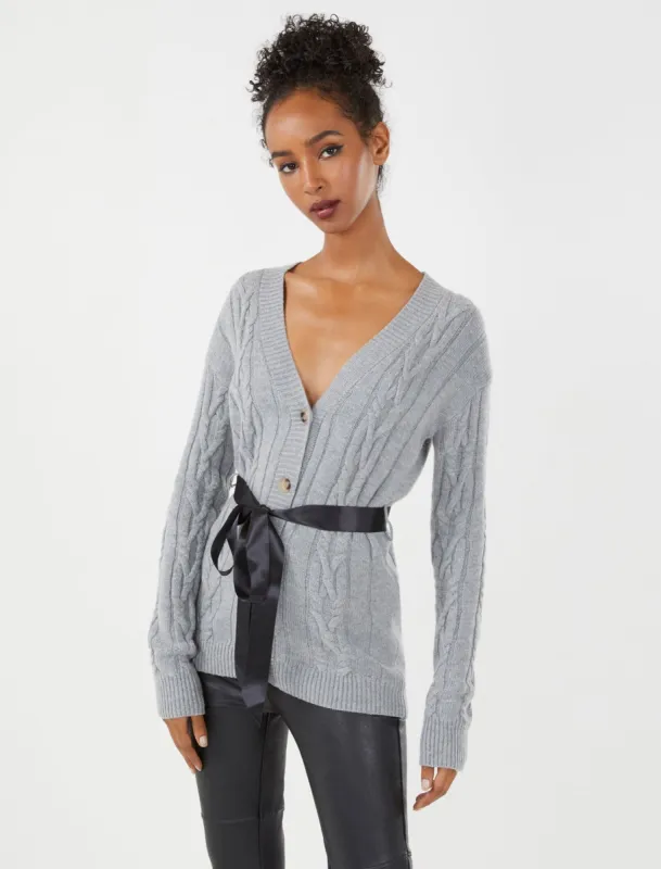 Satin Waist Tie Cardigan Sweater sold by BCBGMaxAzria
