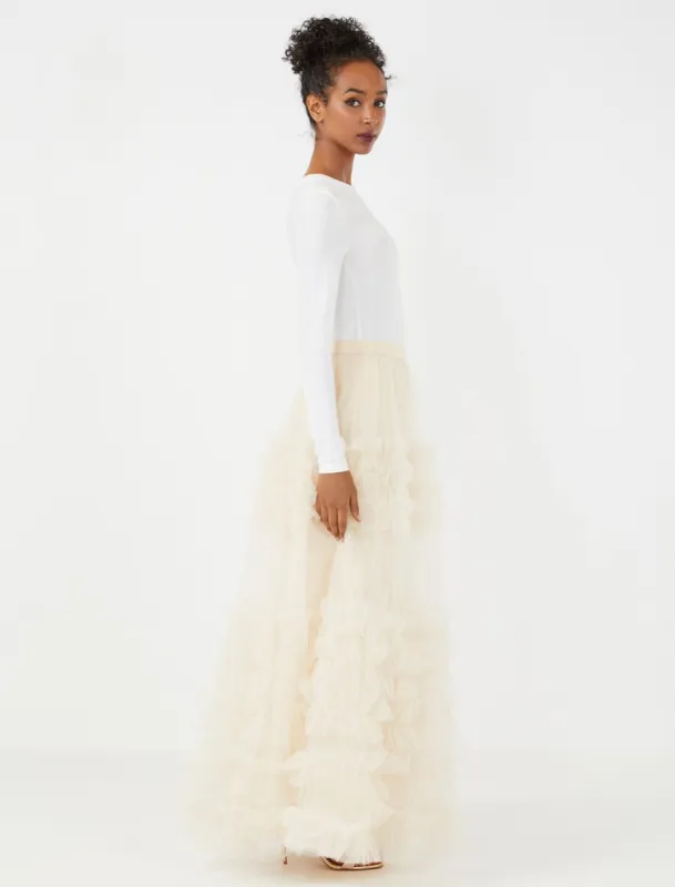 Ruffled Tulle Maxi Skirt sold by BCBGMaxAzria
