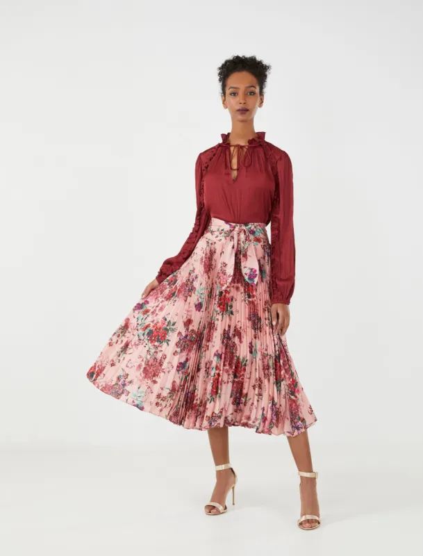 Waist Tie Pleated Skirt sold by BCBGMaxAzria