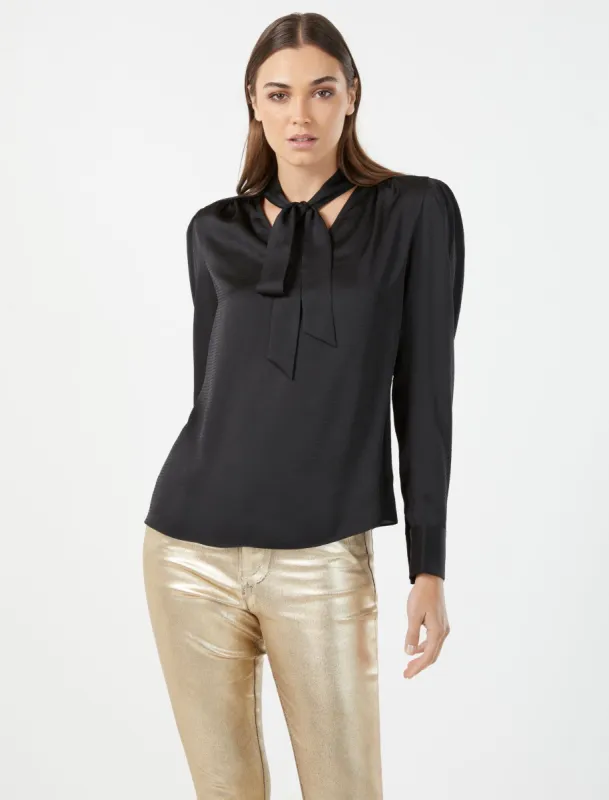 Hammered Satin Tie-Front Top sold by BCBGMaxAzria