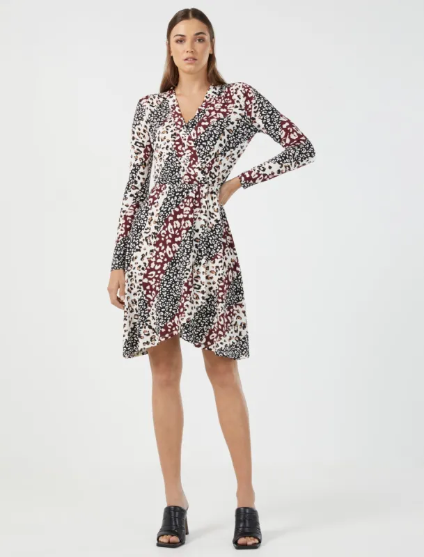 Mix Print Faux Wrap Dress sold by BCBGMaxAzria