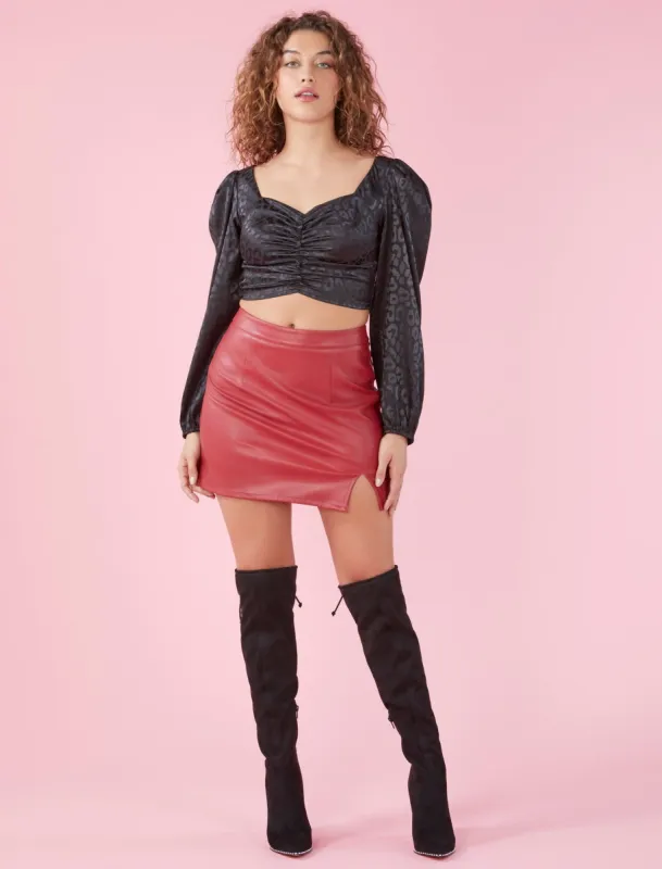 Huxley Faux Leather Mini Skirt sold by BCBGMaxAzria