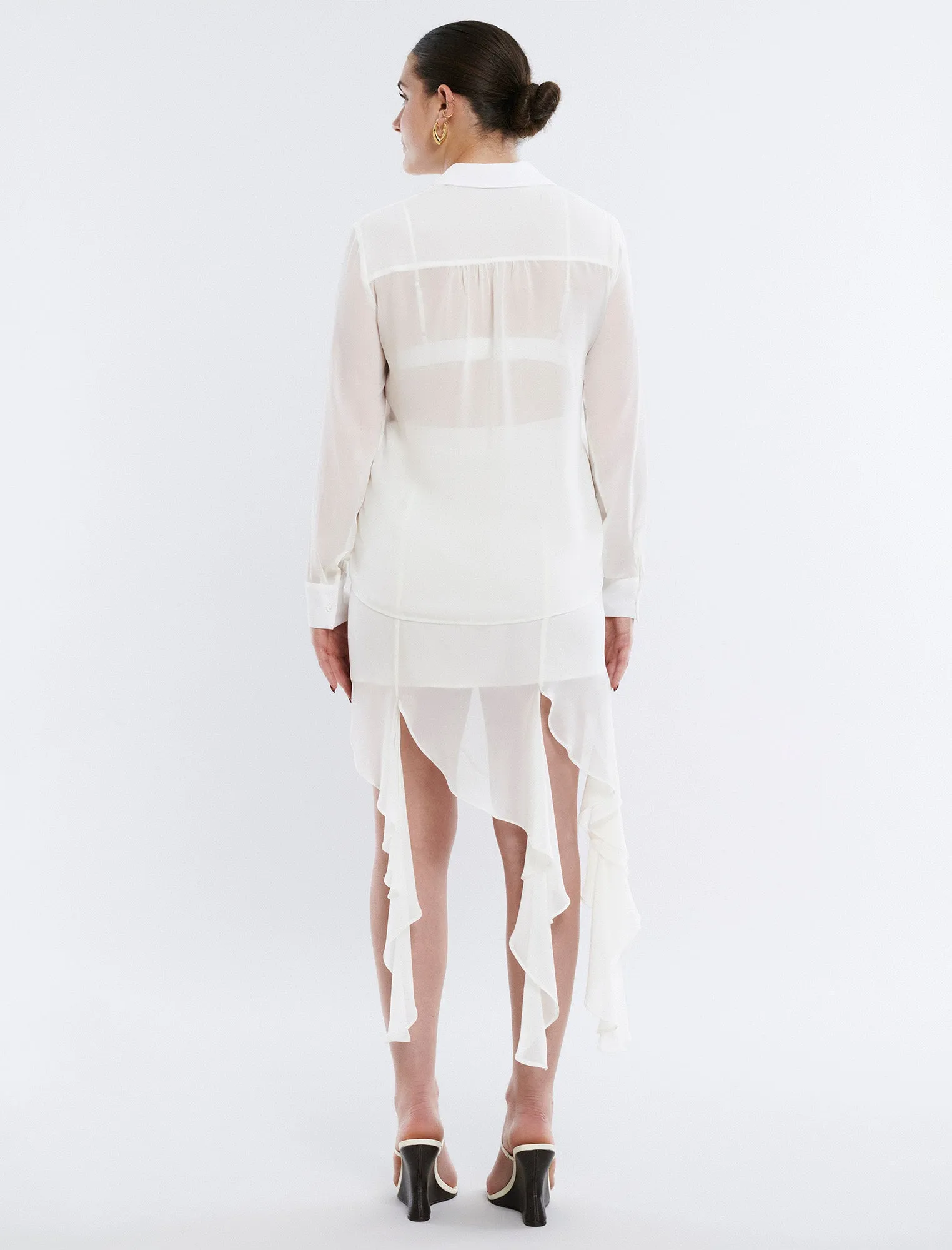 Sheer Button-Down Top & Bralette sold by BCBGMaxAzria product image thumbnail 5