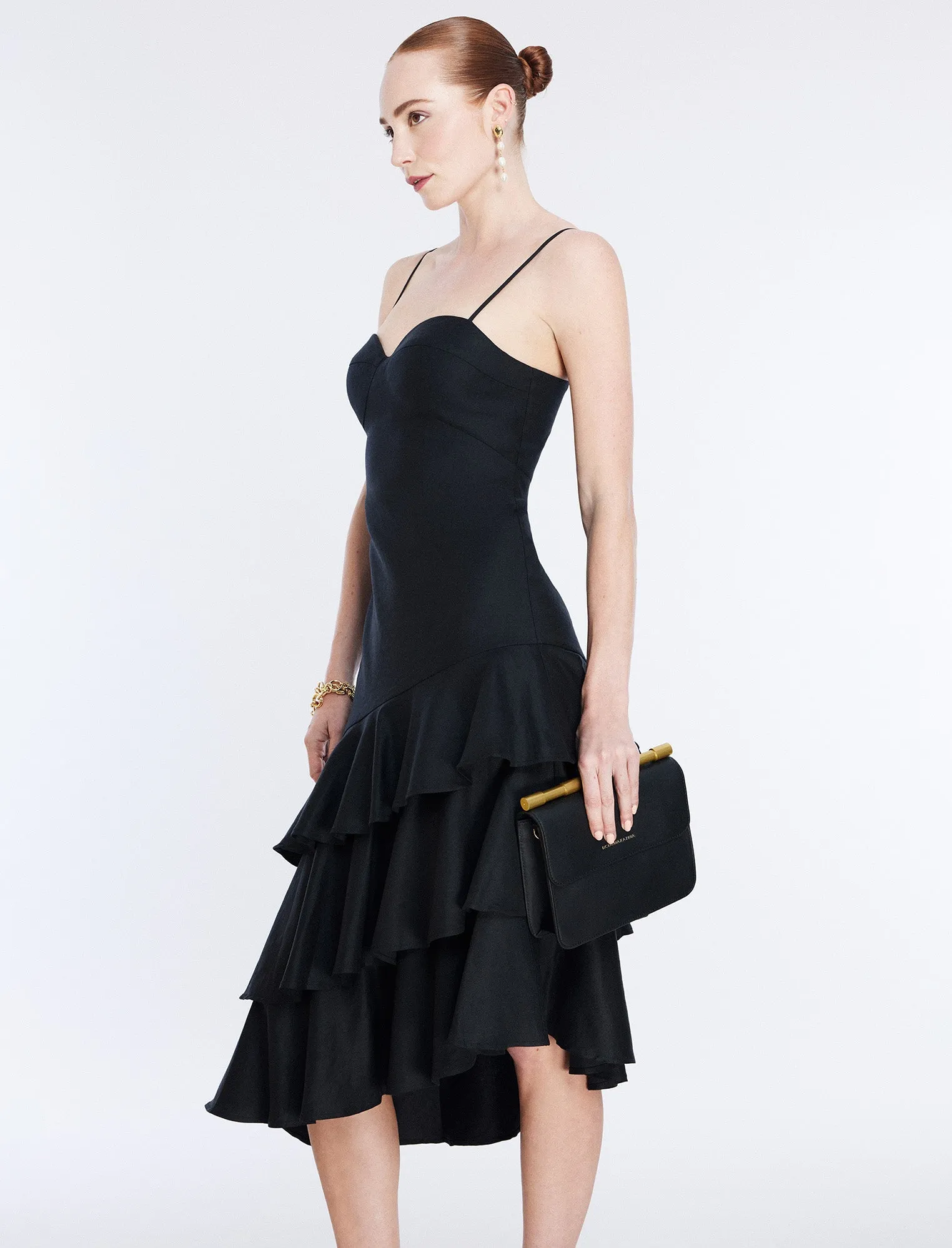 Esme Asymmetrical Ruffle Dress sold by BCBGMaxAzria product image thumbnail 5