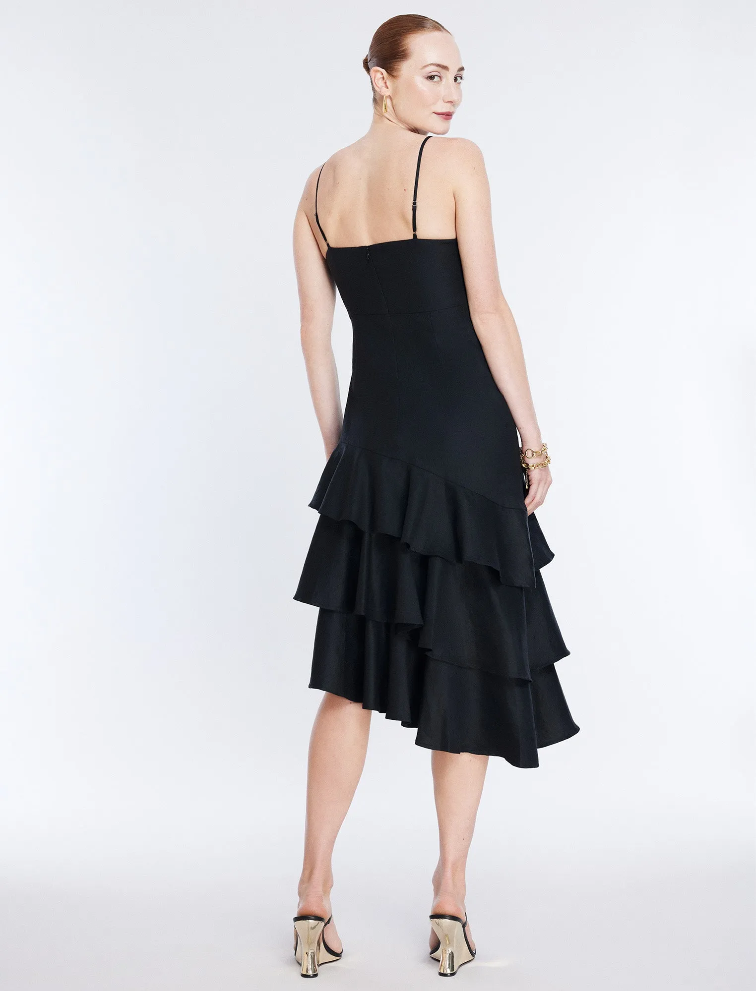 Esme Asymmetrical Ruffle Dress sold by BCBGMaxAzria product image thumbnail 4