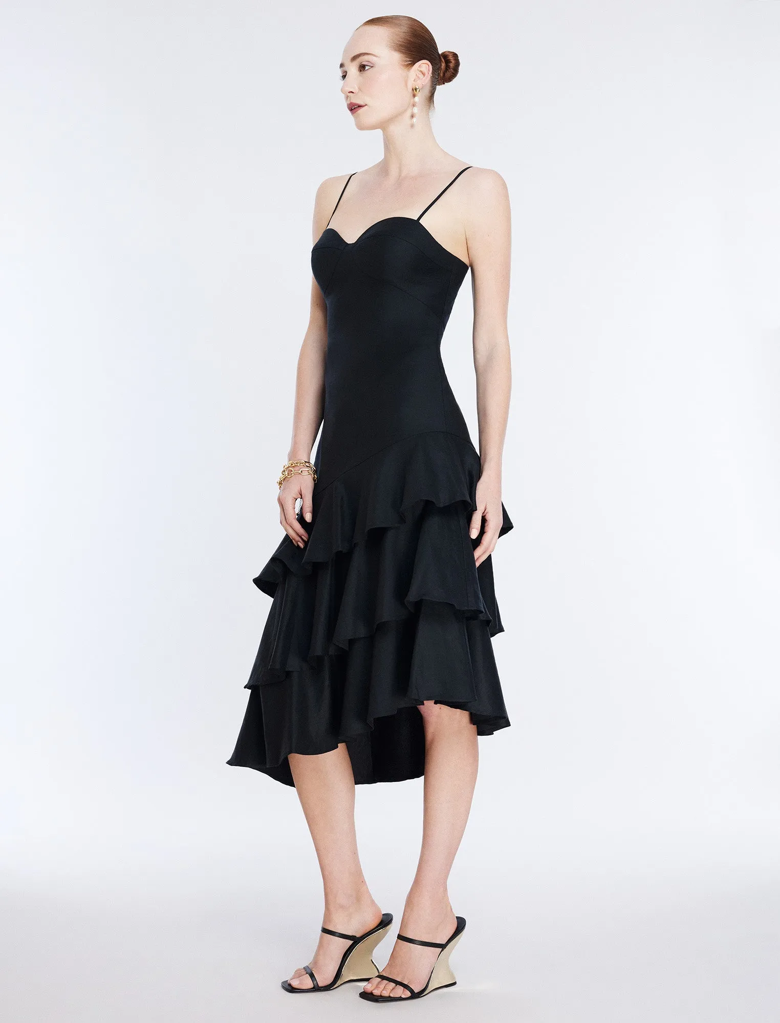 Esme Asymmetrical Ruffle Dress sold by BCBGMaxAzria product image thumbnail 3