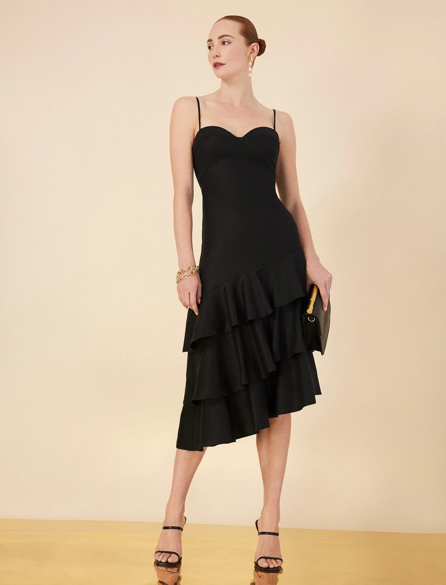Esme Asymmetrical Ruffle Dress sold by BCBGMaxAzria product image thumbnail 2