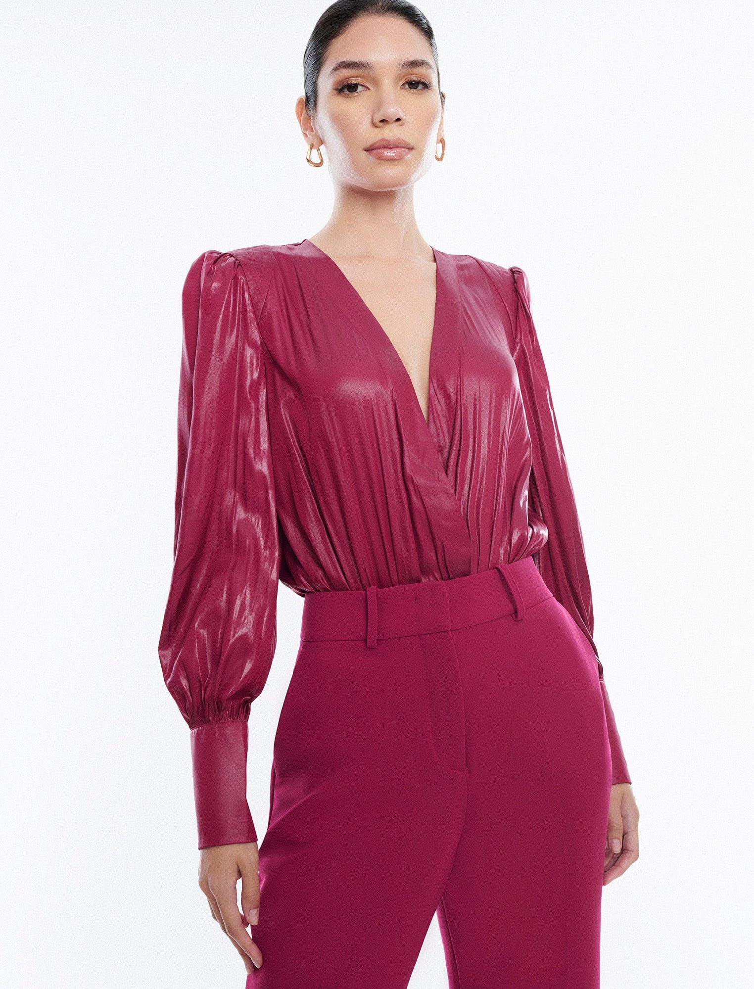 Balloon Sleeve Plunge Neck Bodysuit sold by BCBGMaxAzria product image thumbnail 5