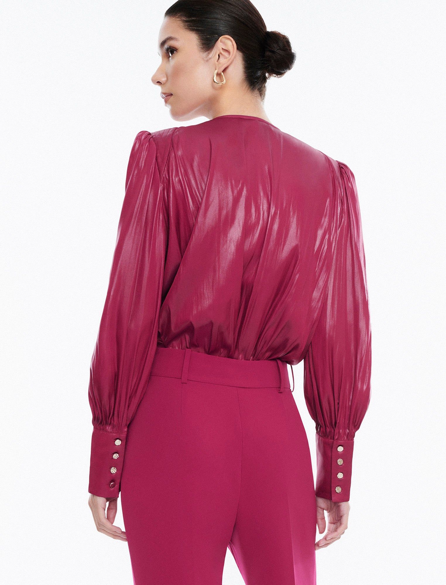 Balloon Sleeve Plunge Neck Bodysuit sold by BCBGMaxAzria product image thumbnail 4