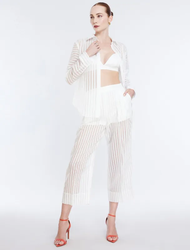 Sheer Stripe Wide-Leg Pant sold by BCBGMaxAzria