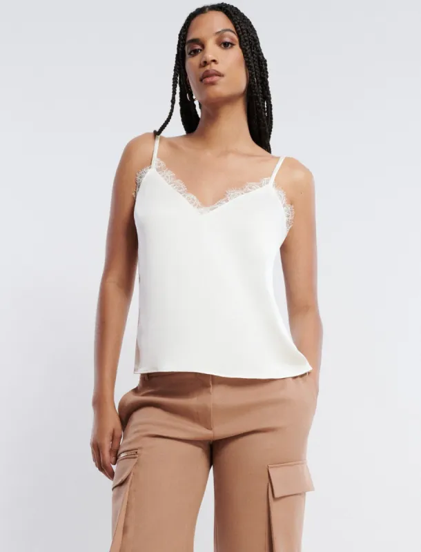 V-Neck Lace Trim Cami sold by BCBGMaxAzria