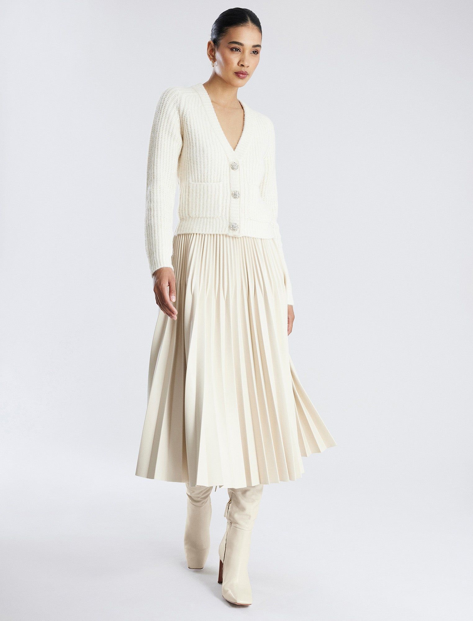 Audette Faux Leather Pleated Midi Skirt sold by BCBGMaxAzria product image thumbnail 5