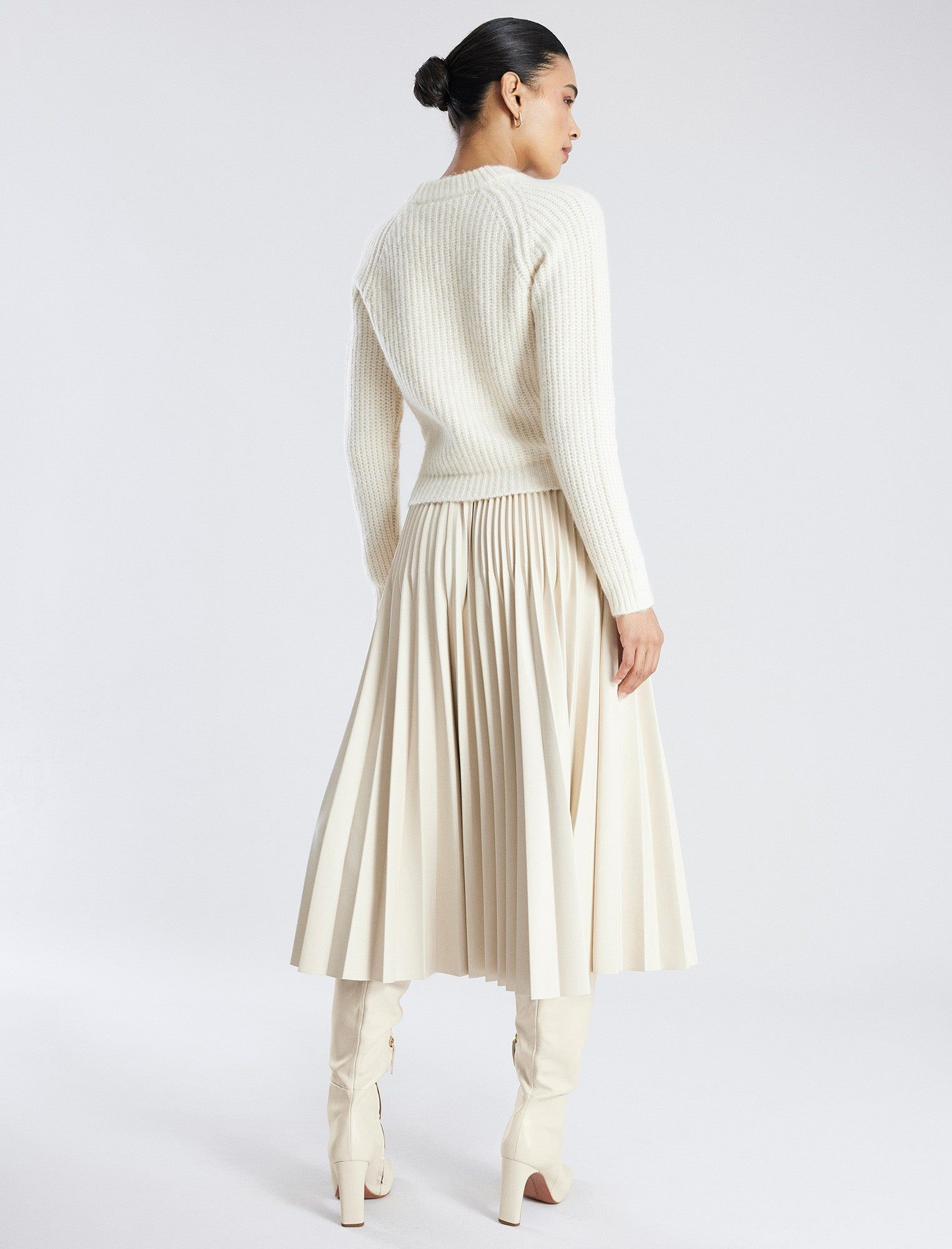 Audette Faux Leather Pleated Midi Skirt sold by BCBGMaxAzria product image thumbnail 4