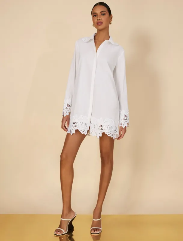 Lace Appliqué Button-Up Top sold by BCBGMaxAzria