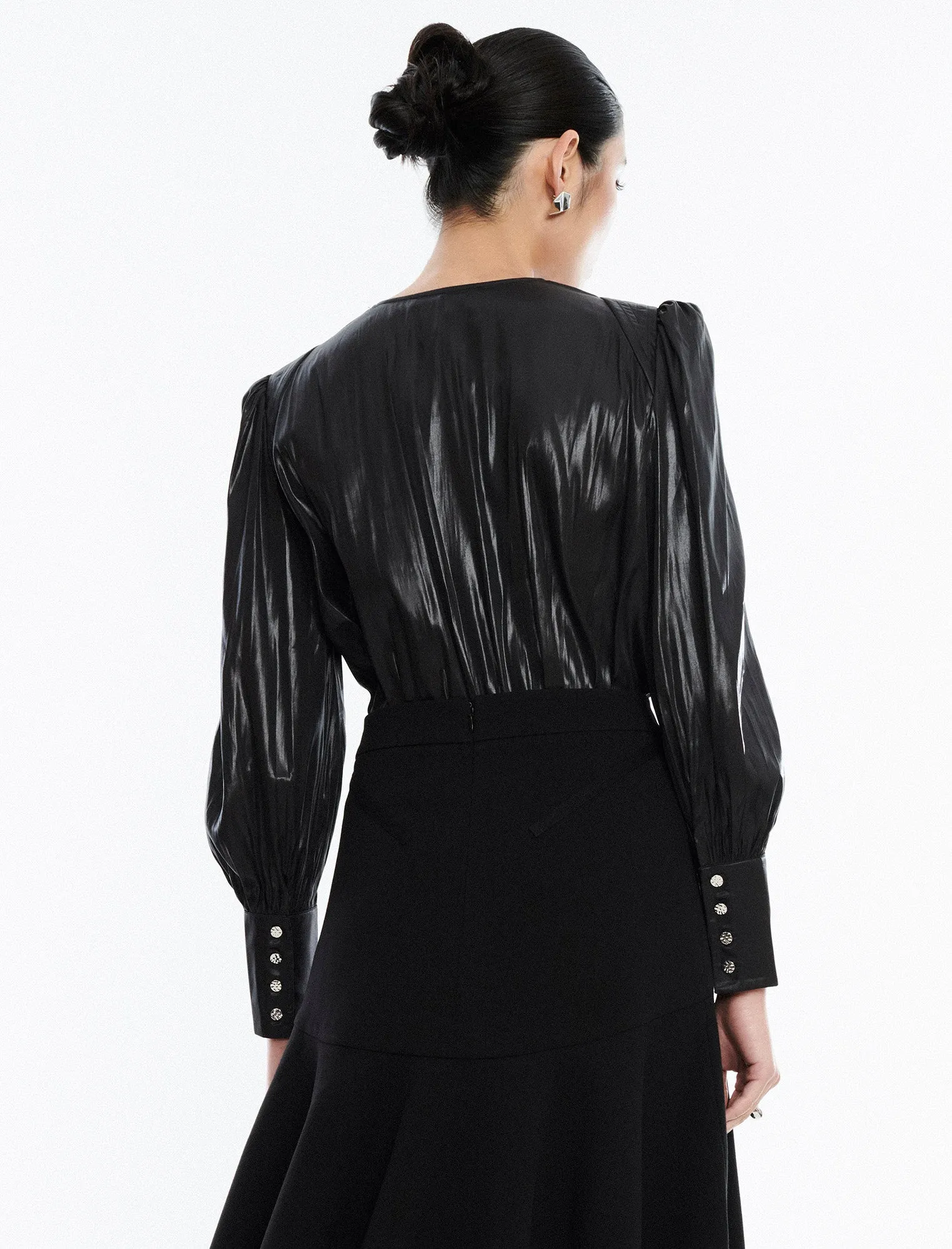 Balloon Sleeve Plunge Neck Bodysuit sold by BCBGMaxAzria product image thumbnail 4