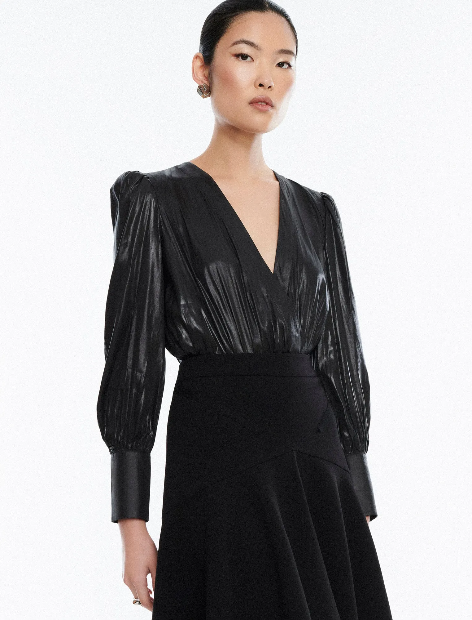 Balloon Sleeve Plunge Neck Bodysuit sold by BCBGMaxAzria product image thumbnail 5