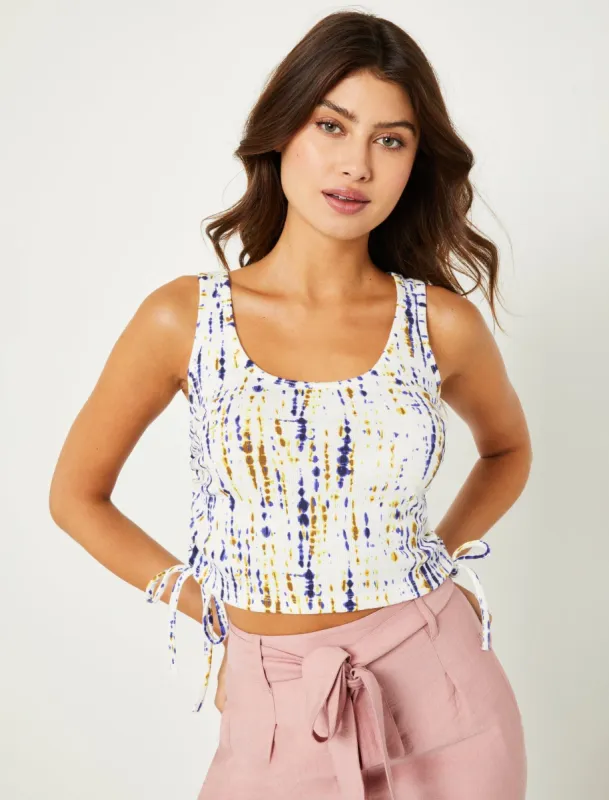 Scoop Neck Drawstring Crop Top sold by BCBGMaxAzria