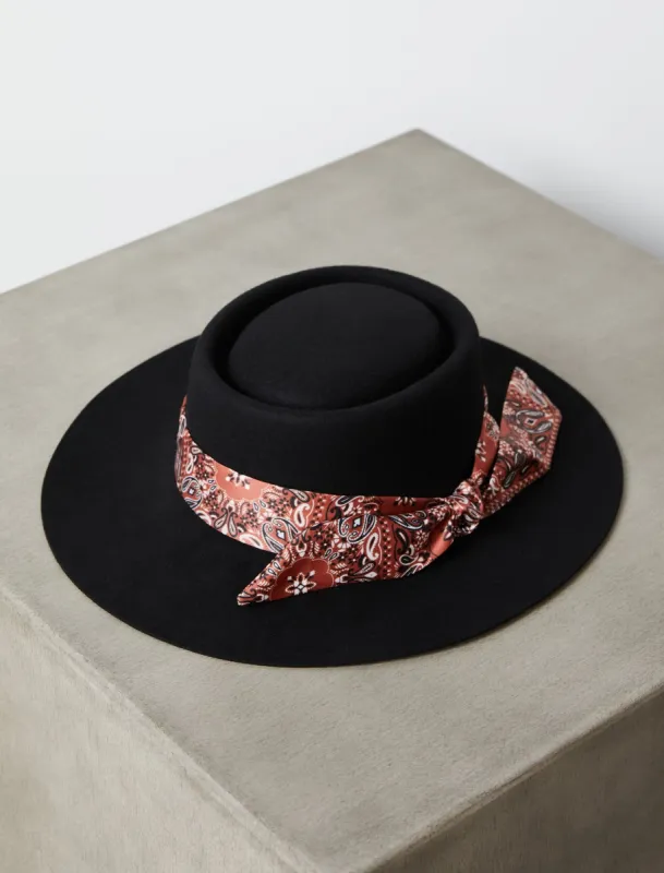 Bandana Scarf Wide Brim Boater Hat sold by BCBGMaxAzria